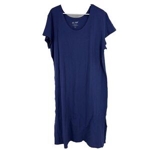 M Mac Vermont Country Store Women 2X Midi T Shirt Dress Purple Short Sleeve